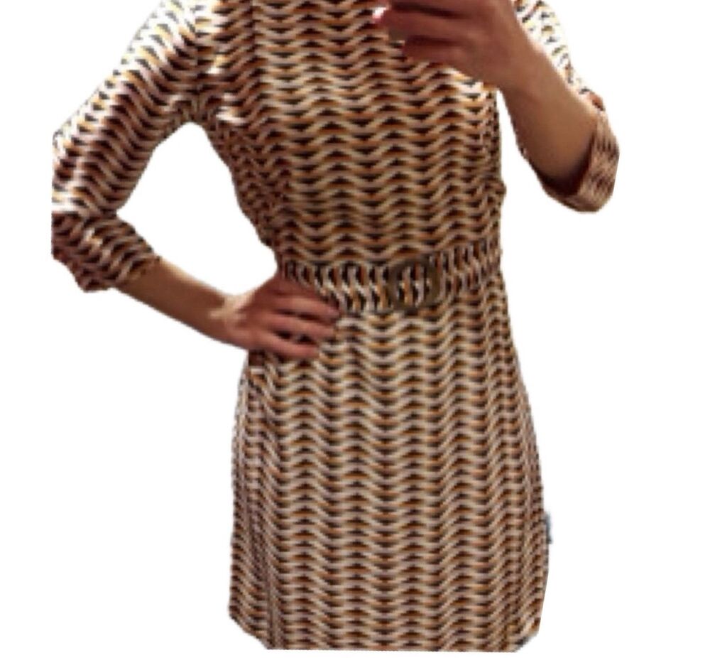 Primark Geometric Artsy Material Belt Corporate Academia Shift Dress 4